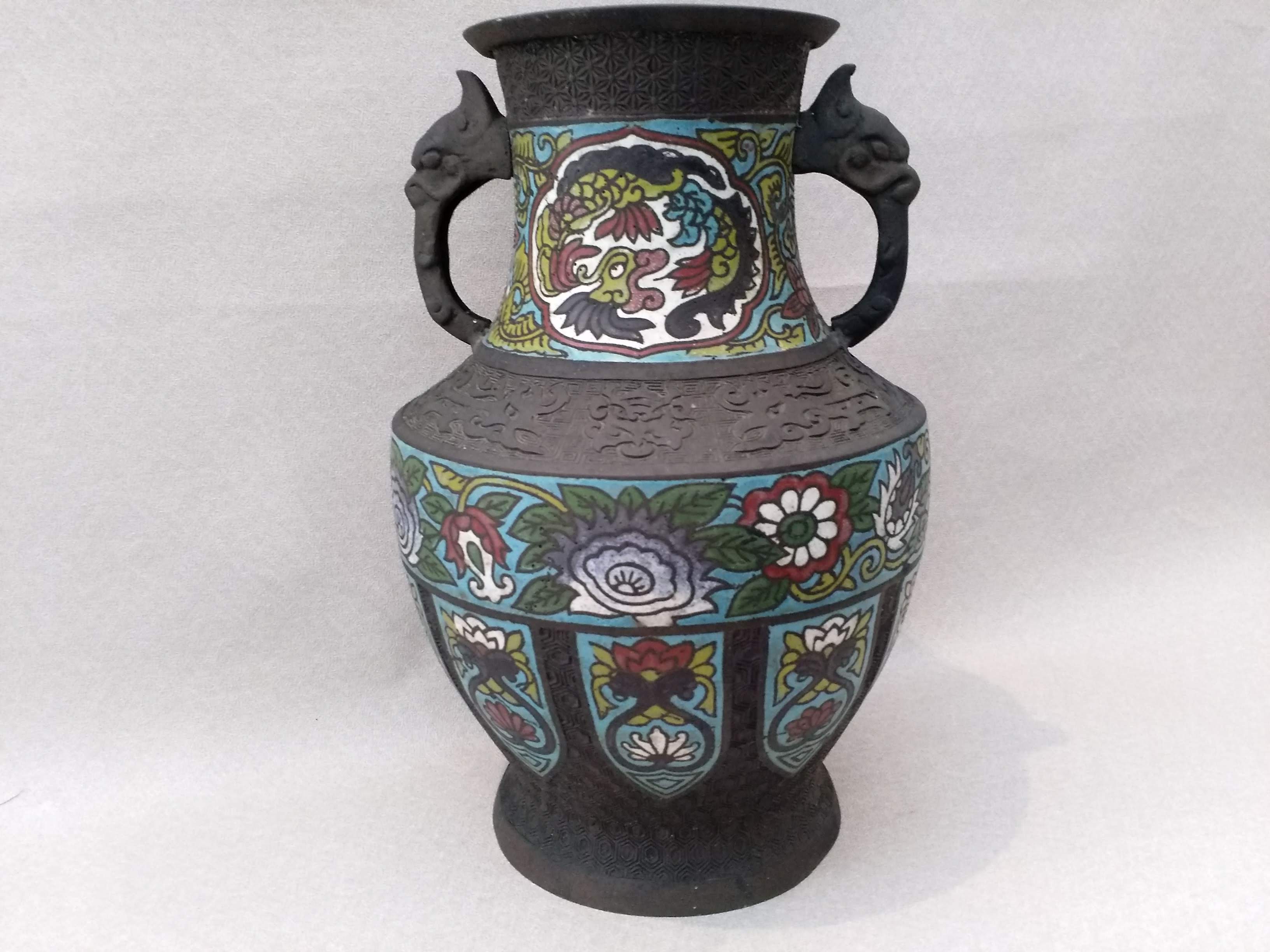 中国美術　金工七宝細工　古銅花瓶
