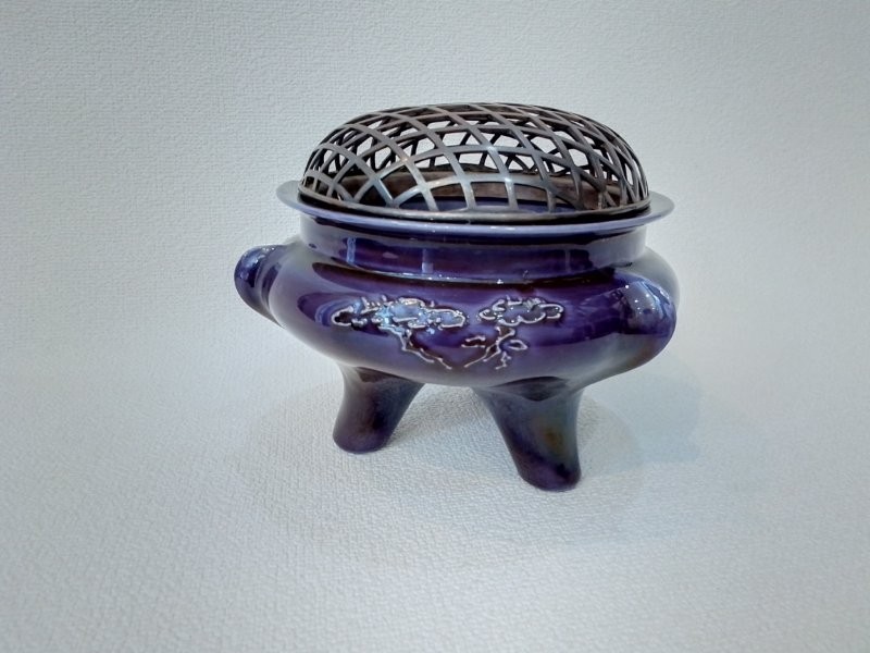 陶器／九谷焼　香炉　三浦竹泉　香炉