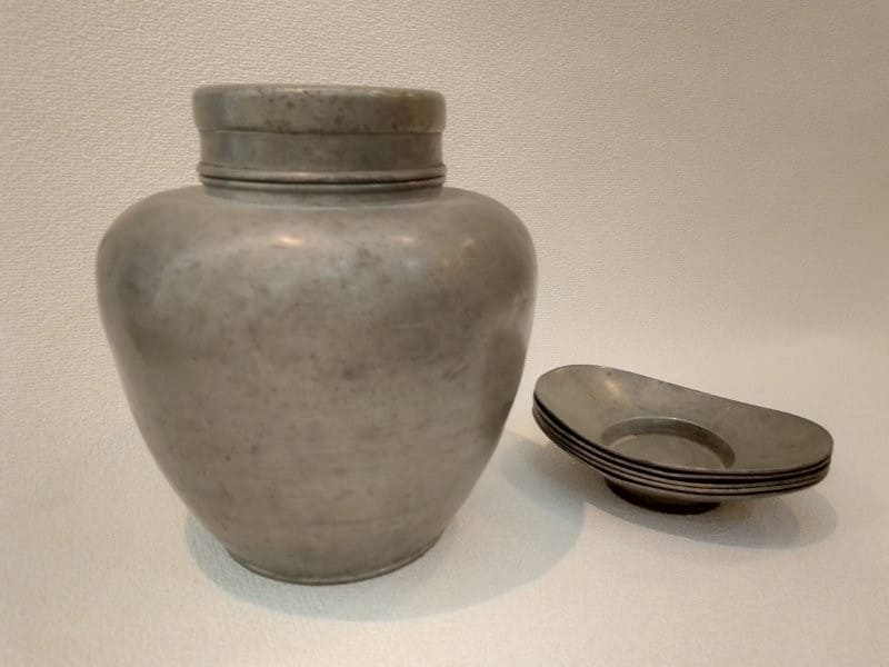 茶道具／煎茶道具／茶壺・茶托 古錫茶壺　茶托